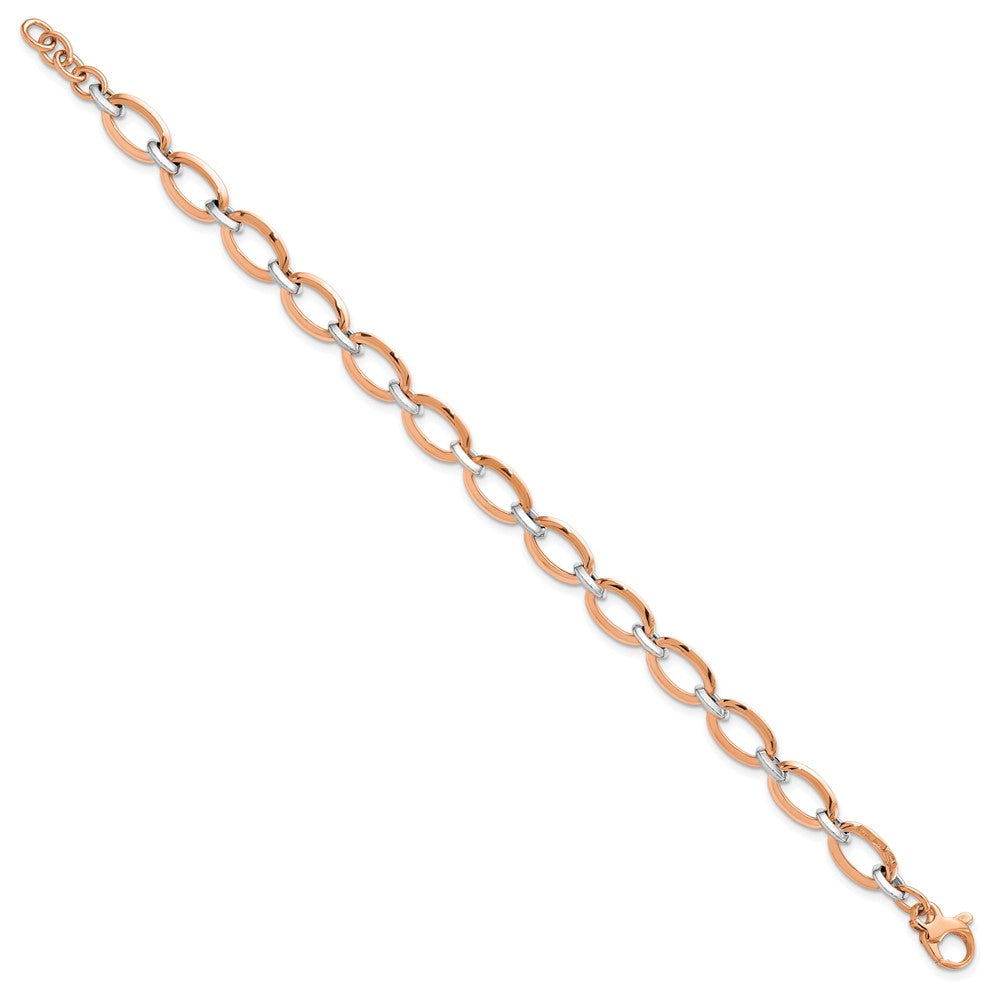 14K White and Rose Gold Polished w/ ext. Bracelet