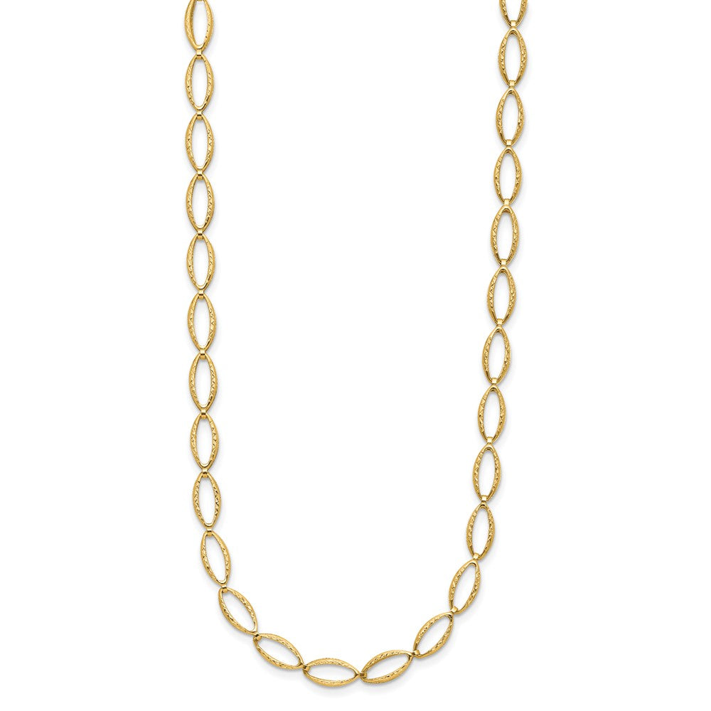 14K Polished and Diamond-cut Fancy Link Necklace