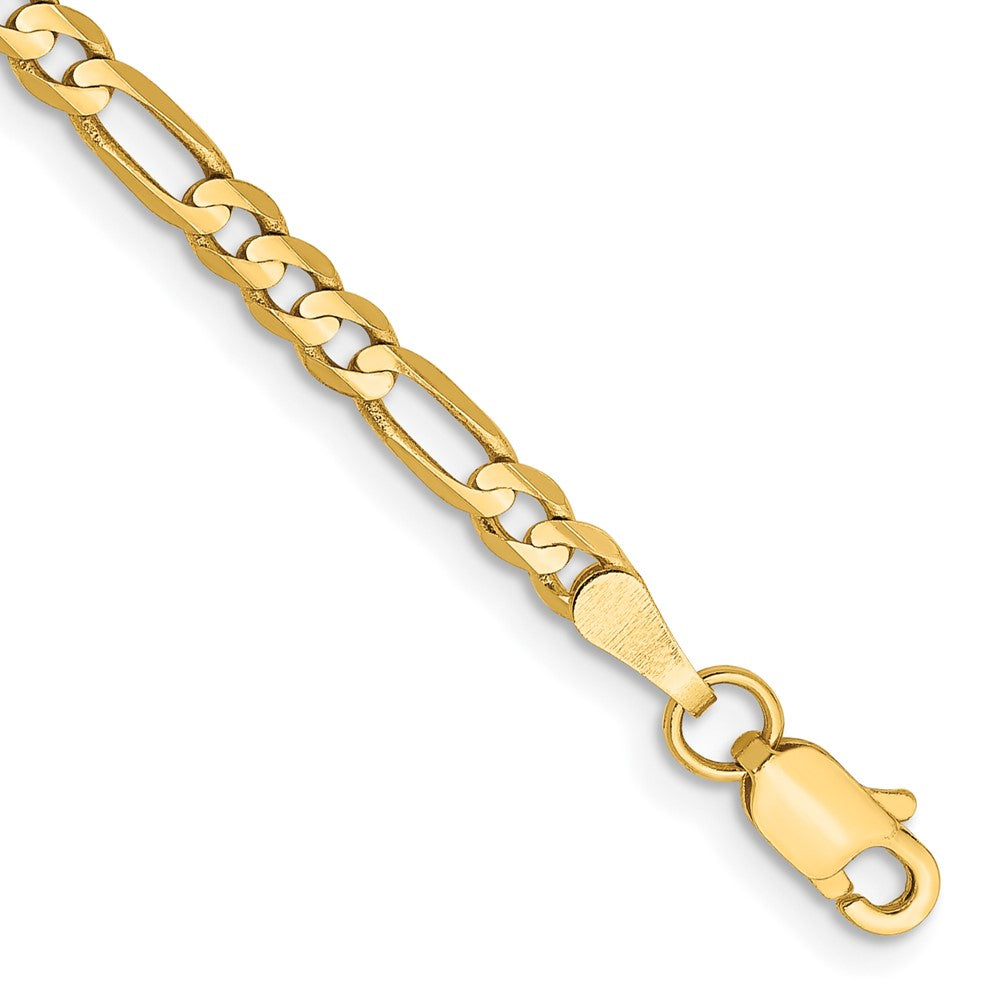 14K 7 inch 3mm Concave Open Figaro with Lobster Clasp Bracelet