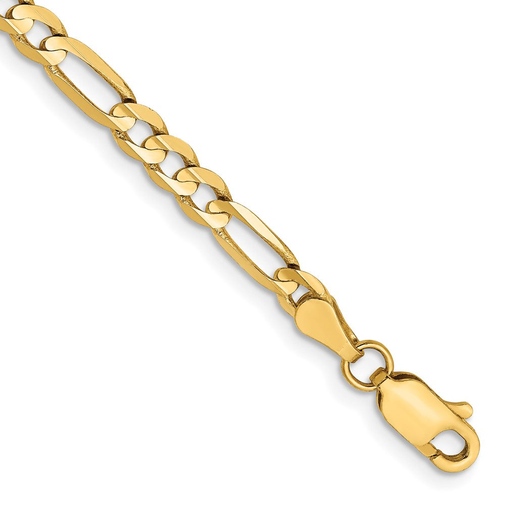 14K Concave Open Figaro with Lobster Clasp Bracelet