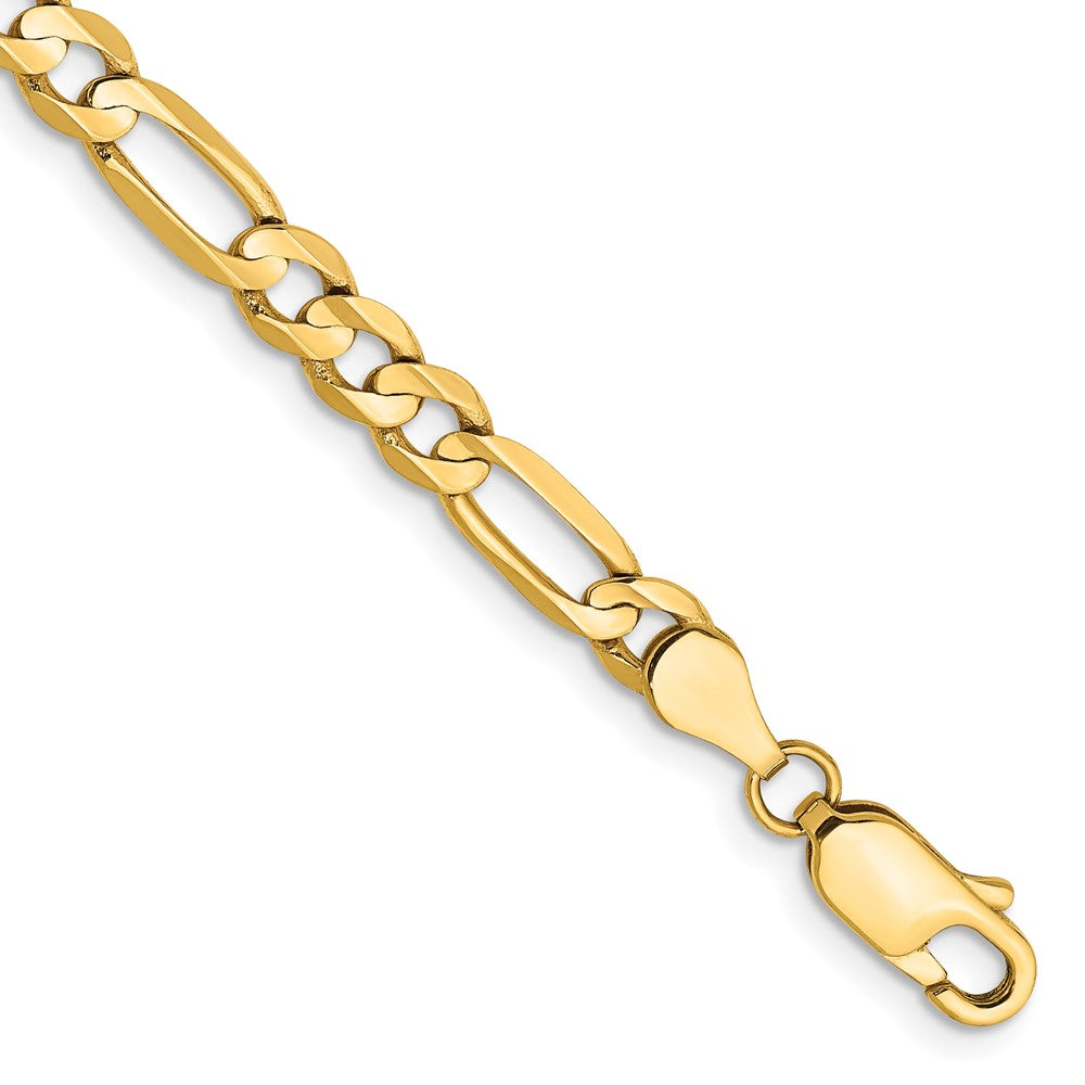 14K 7 inch 4.5mm Concave Open Figaro with Lobster Clasp Bracelet