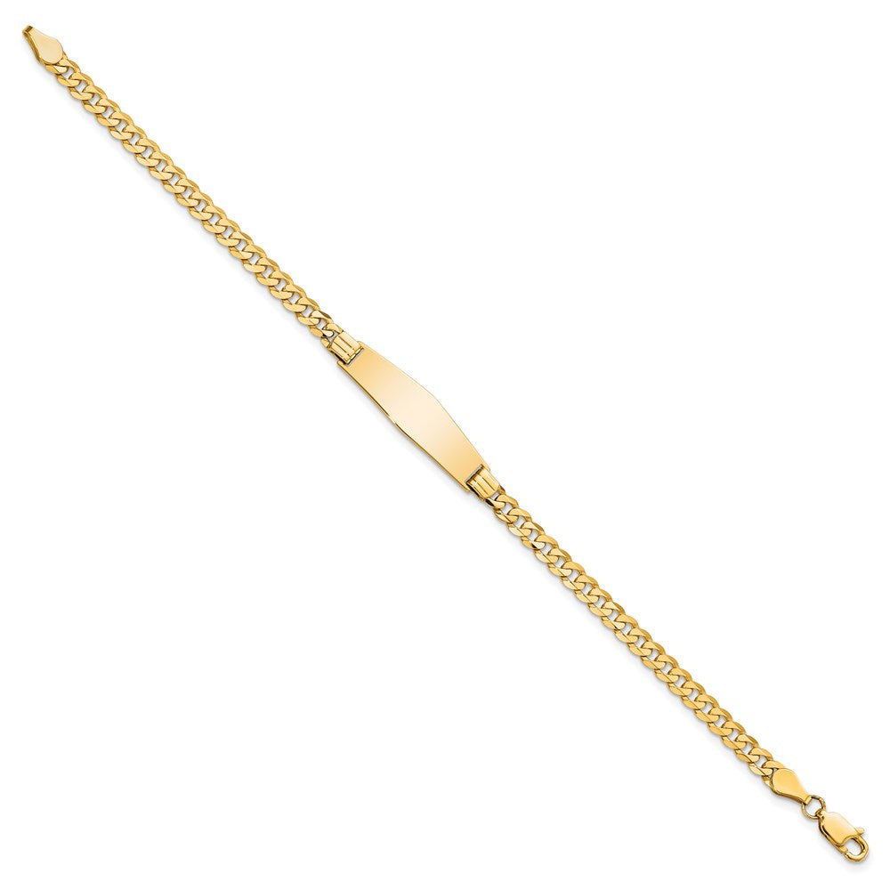 14k Polished Solid Chain/Solid Plate Curb Link Soft Diamond Shape 24.5x Plate ID Bracelet