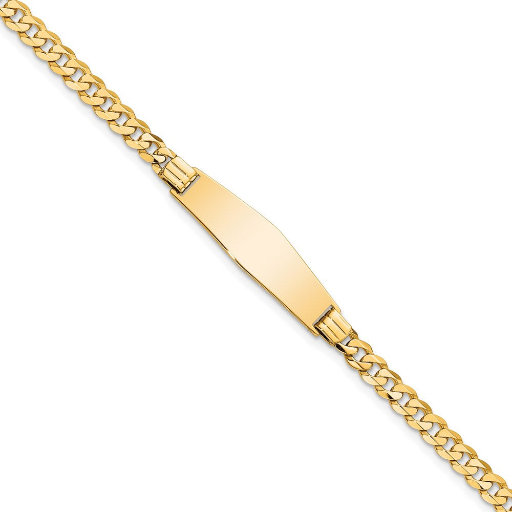 14k Polished Solid Chain/Solid Plate Curb Link Soft Diamond Shape 24.5x Plate ID Bracelet