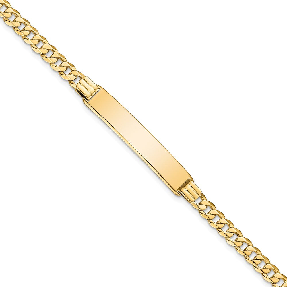 14k Polished Solid Chain/Solid Plate Curb Link 33.5x Plate ID Bracelet