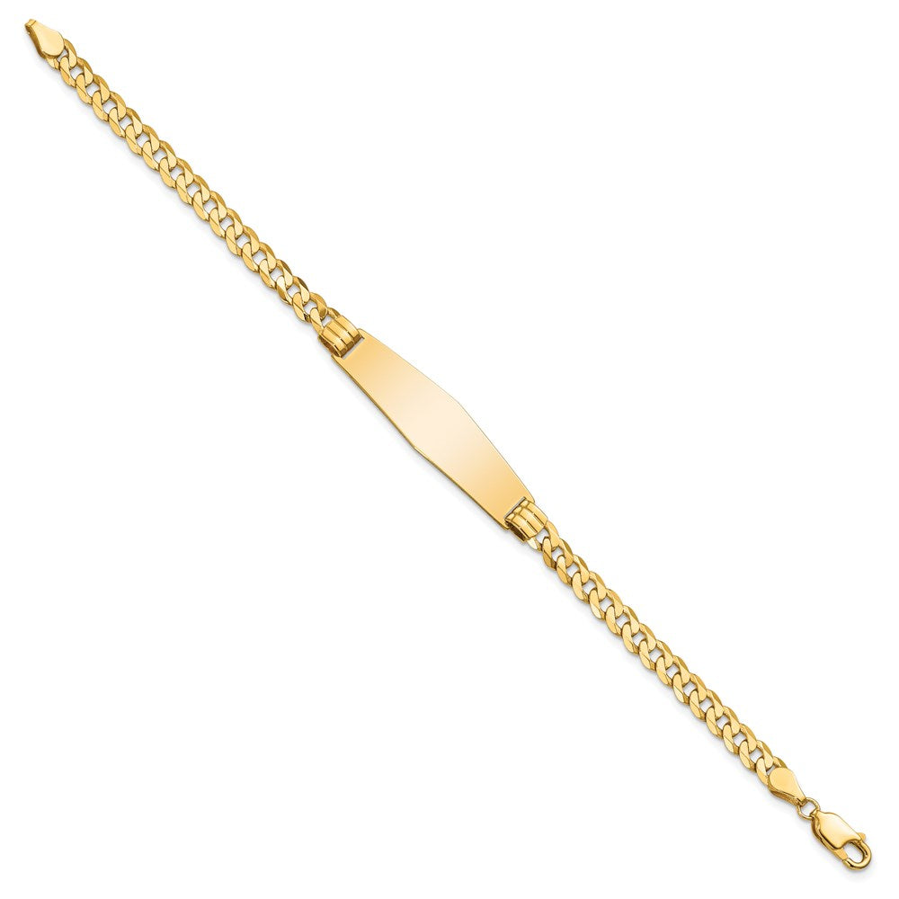 14K Curb Link Soft Diamond Shape ID Bracelet