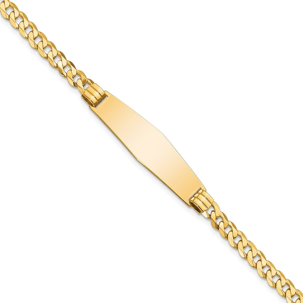 14k Polished Solid Chain/Solid Plate Curb Link Soft Diamond Shape 33x Plate ID Bracelet