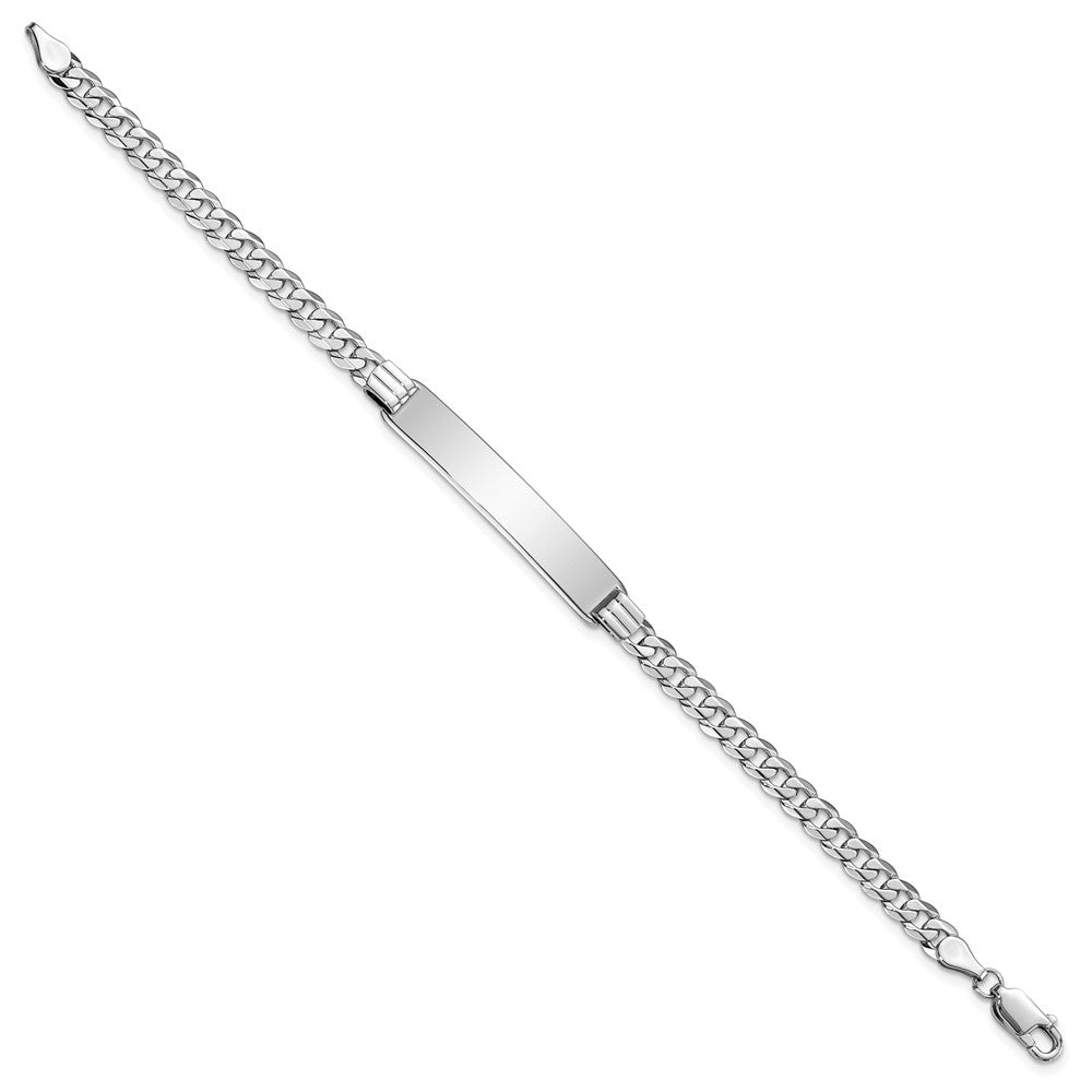 14k White Gold Polished Solid Chain/Solid Plate Flat Curb Link 33.5x Plate ID Bracelet