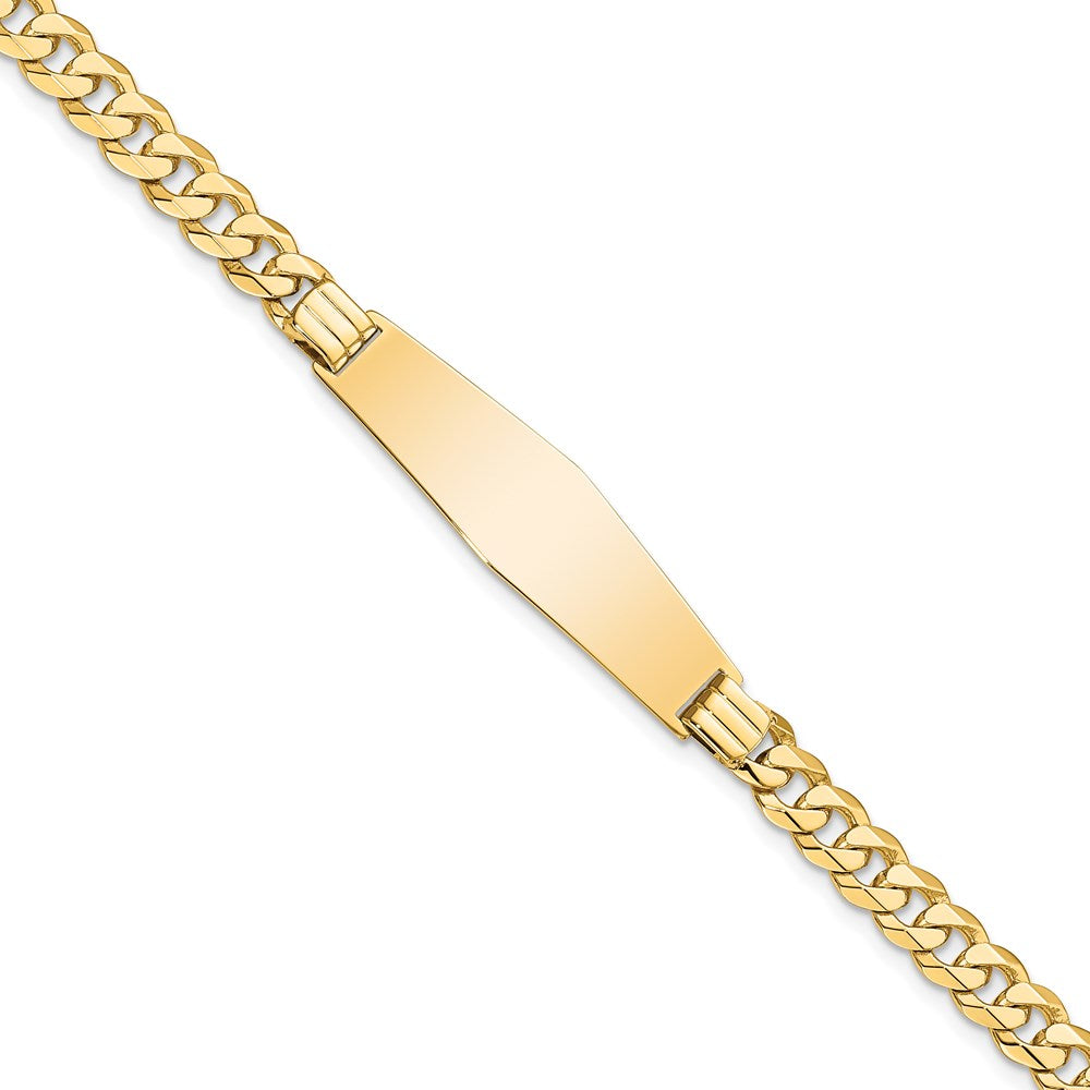 14k Polished Solid Chain/Solid Plate Curb Link Soft Diamond Shape 33x Plate ID Bracelet