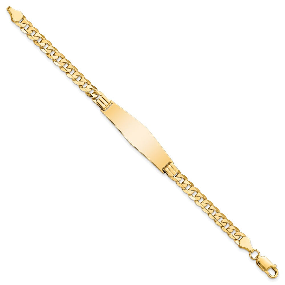 14k Polished Solid Chain/Solid Plate Curb Link Soft Diamond Shape 37.5x Plate ID Bracelet