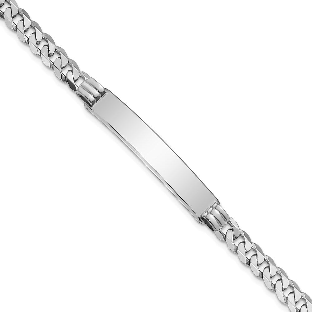 14k White Gold Polished Solid Chain/Solid Plate Flat Curb Link 38.5x Plate ID Bracelet
