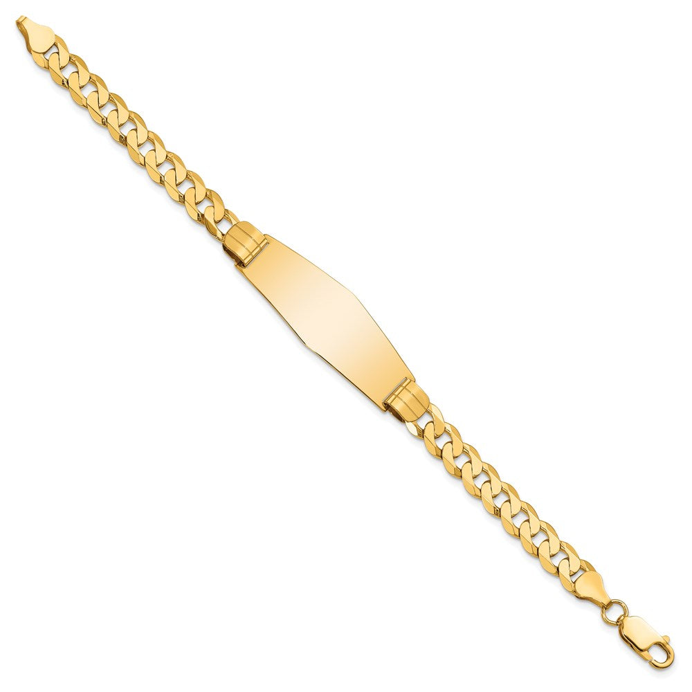 14k Polished Solid Chain/Solid Plate Curb Link Soft Diamond Shape 37.5x Plate ID Bracelet