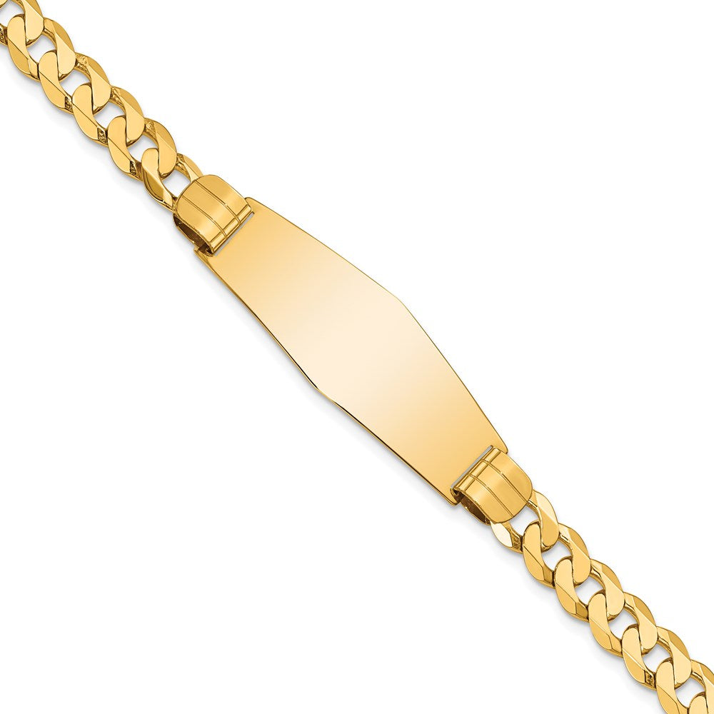 14k Polished Solid Chain/Solid Plate Curb Link Soft Diamond Shape 37.5x Plate ID Bracelet