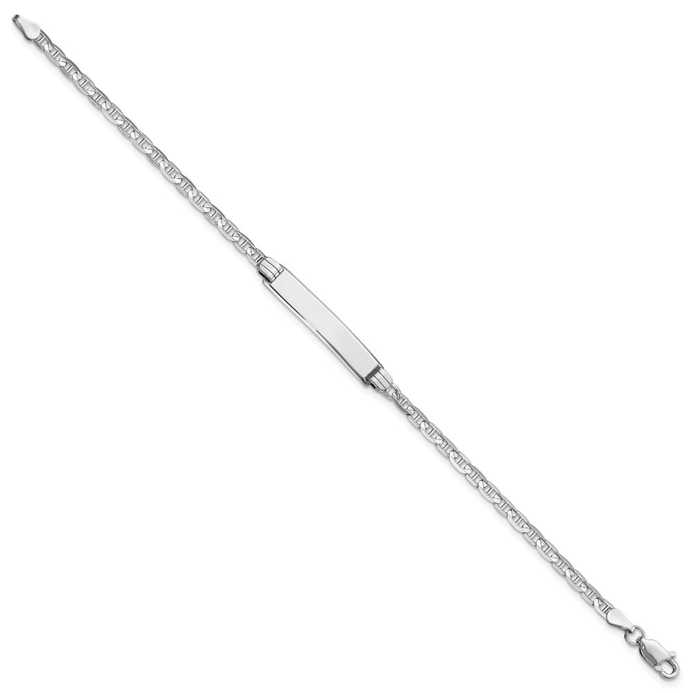 14k White Gold Polished Solid Chain/Solid Plate Anchor Link 25.5x Plate ID Bracelet