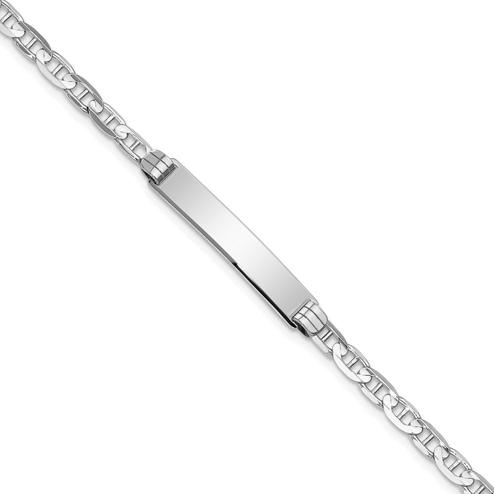 14k White Gold Polished Solid Chain/Solid Plate Anchor Link 25.5x Plate ID Bracelet