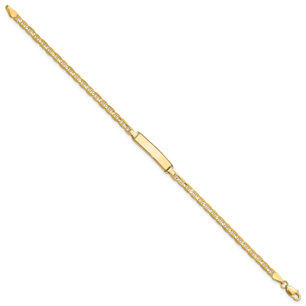 14k Polished Solid Chain/Solid Plate Anchor Link 19.5x Plate ID Bracelet