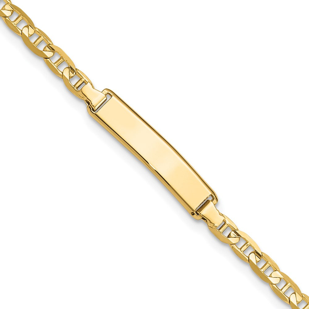 14k Polished Solid Chain/Solid Plate Anchor Link 19.5x Plate ID Bracelet