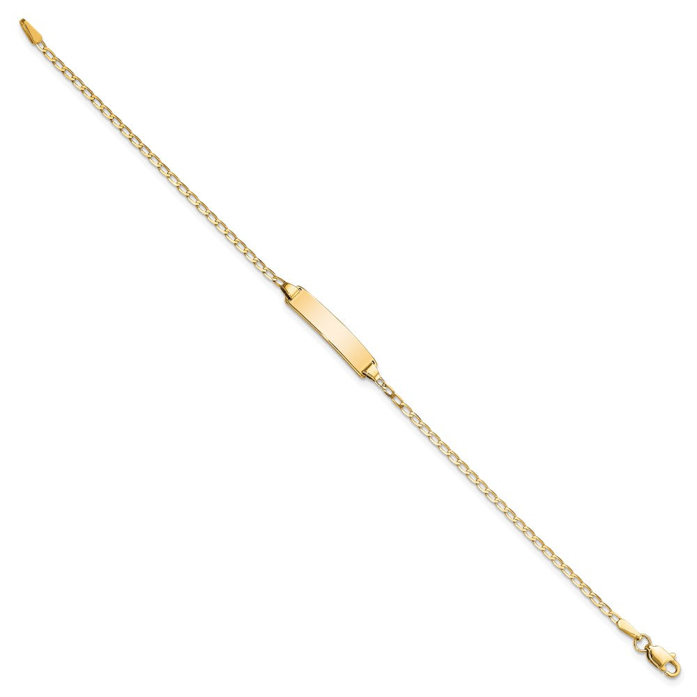 14k Polished Solid Chain/Solid Plate Flat Curb Link 19.5x Plate ID Bracelet
