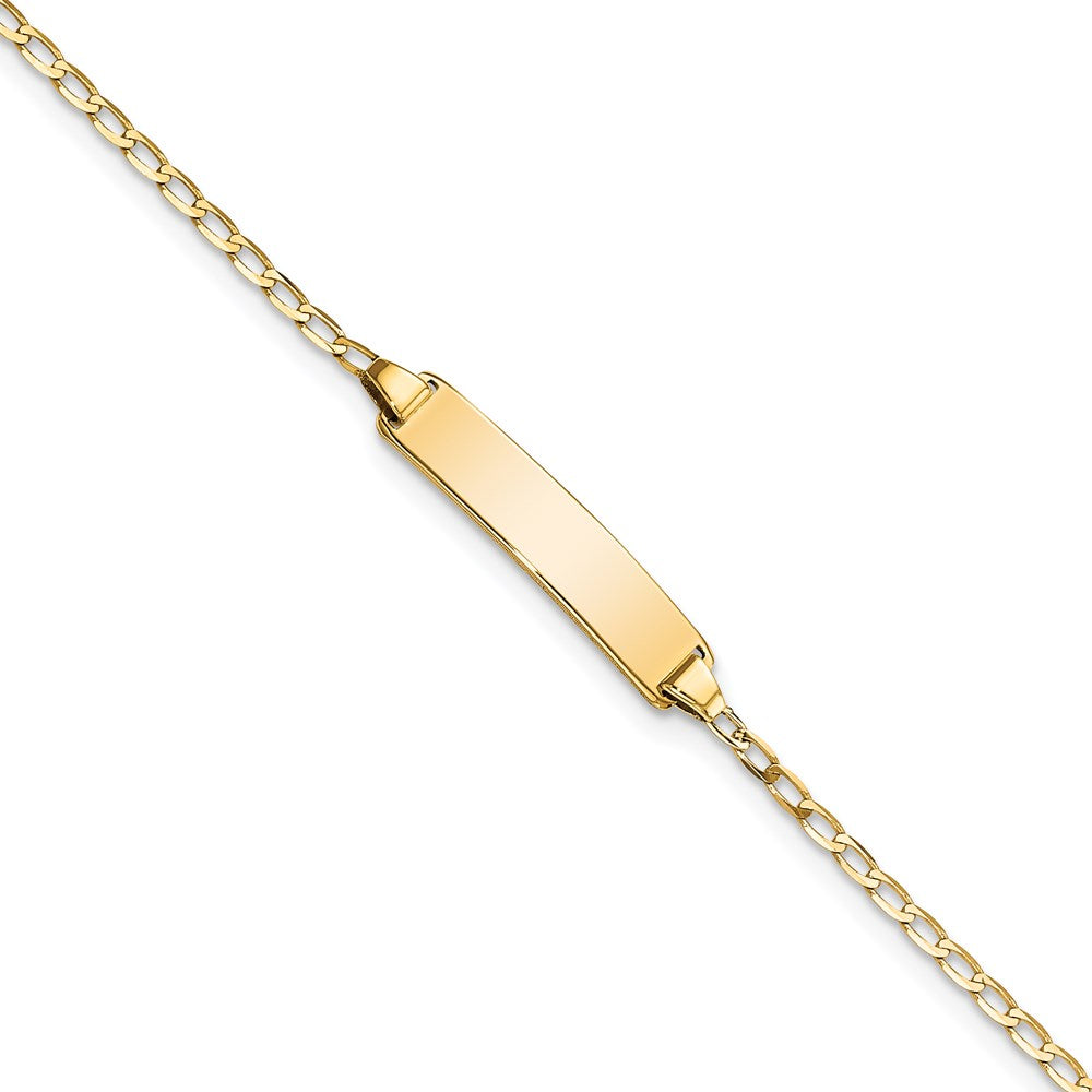 14k Polished Solid Chain/Solid Plate Flat Curb Link 19.5x Plate ID Bracelet