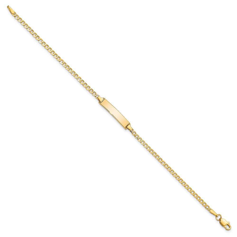 14k Polished Solid Chain/Solid Plate Flat Curb Link 22.5x Plate ID Bracelet