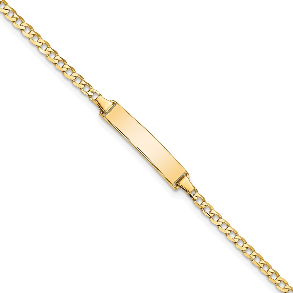 14k Polished Solid Chain/Solid Plate Flat Curb Link 22.5x Plate ID Bracelet