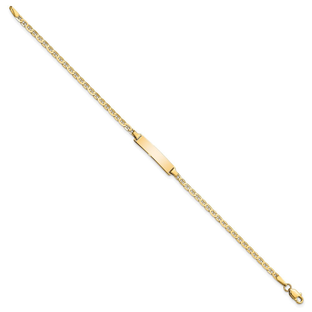 14k Polished Solid Chain/Solid Plate Flat Anchor Link 22.5x Plate ID Bracelet