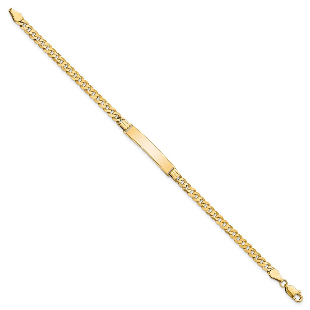 14k Polished Solid Chain/Solid Plate Flat Curb Link 26.5x Plate ID Bracelet