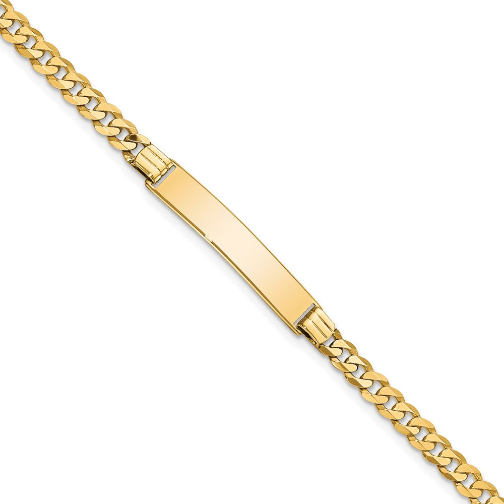 14k Polished Solid Chain/Solid Plate Flat Curb Link 26.5x Plate ID Bracelet
