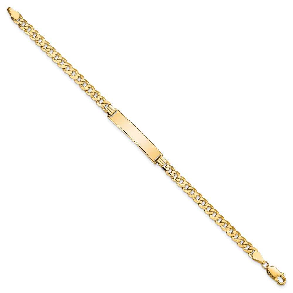 14k Polished Solid Chain/Solid Plate Flat Curb Link 32.5x Plate ID Bracelet