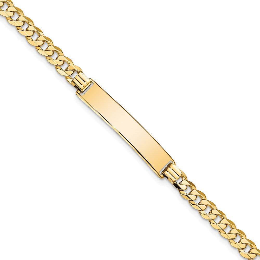 14k Polished Solid Chain/Solid Plate Flat Curb Link 32.5x Plate ID Bracelet