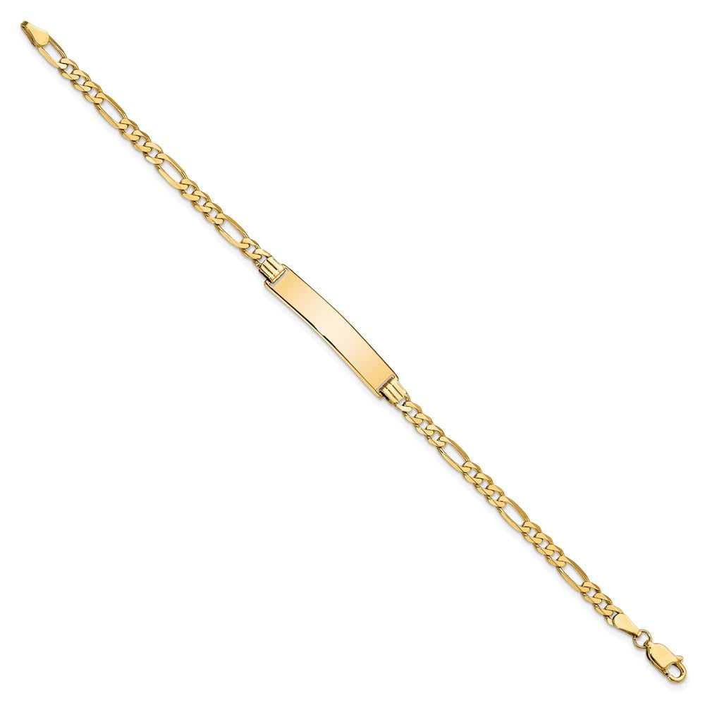 14k Polished Solid Chain/Solid Plate Flat Figaro Link 32.5x Plate ID Bracelet