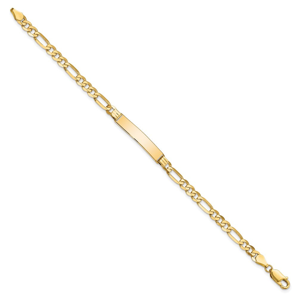 14k Polished Solid Chain/Solid Plate Flat Figaro Link 27.5x Plate ID Bracelet