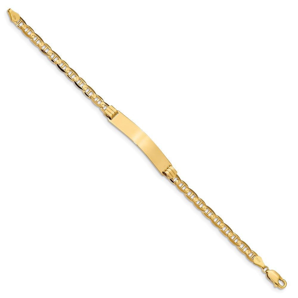 14k Polished Solid Chain/Solid Plate Anchor Link 33.5x Plate ID Bracelet