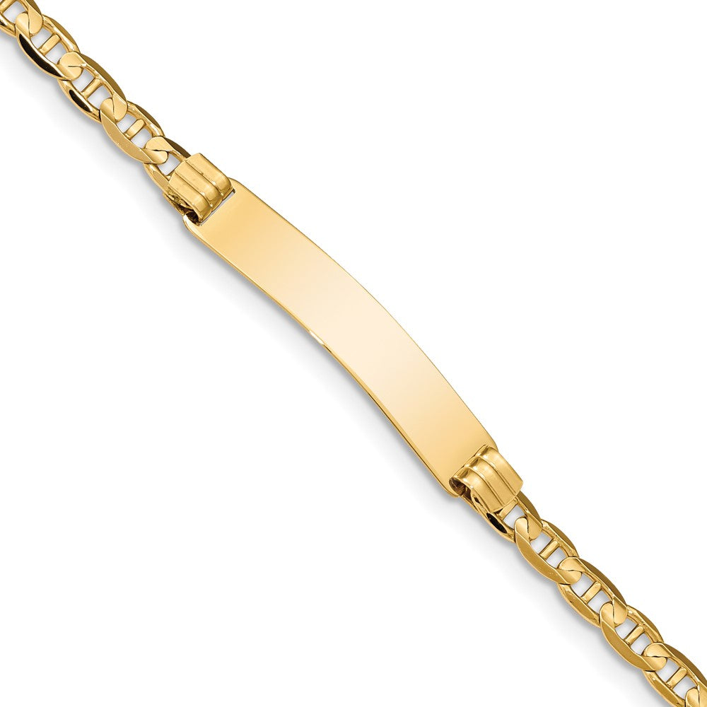 14k Polished Solid Chain/Solid Plate Anchor Link 33.5x Plate ID Bracelet