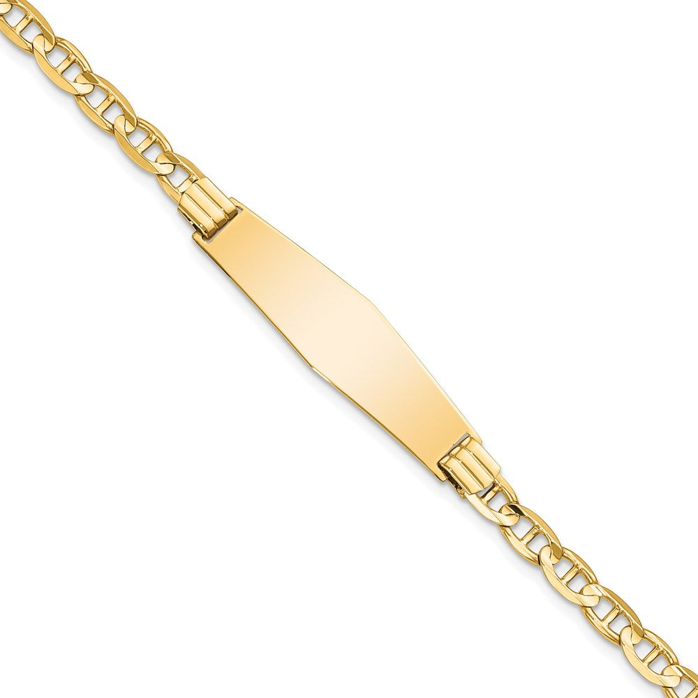 14k Polished Solid Chain/Solid Plate Anchor Link Soft Diamond Shape 33x Plate ID Bracelet