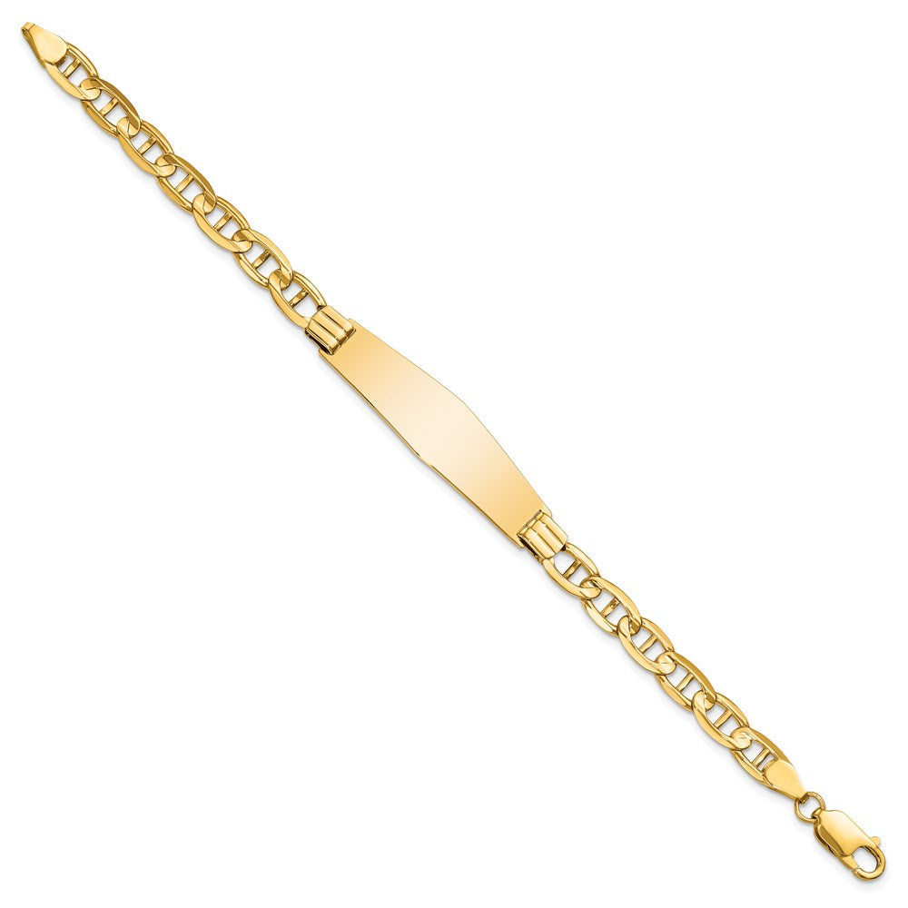 14k Polished Solid Chain/Solid Plate Anchor Link Soft Diamond Shape 37.5x Plate ID Bracelet