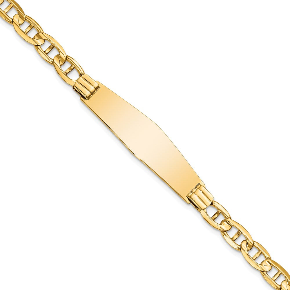 14k Polished Solid Chain/Solid Plate Anchor Link Soft Diamond Shape 37.5x Plate ID Bracelet