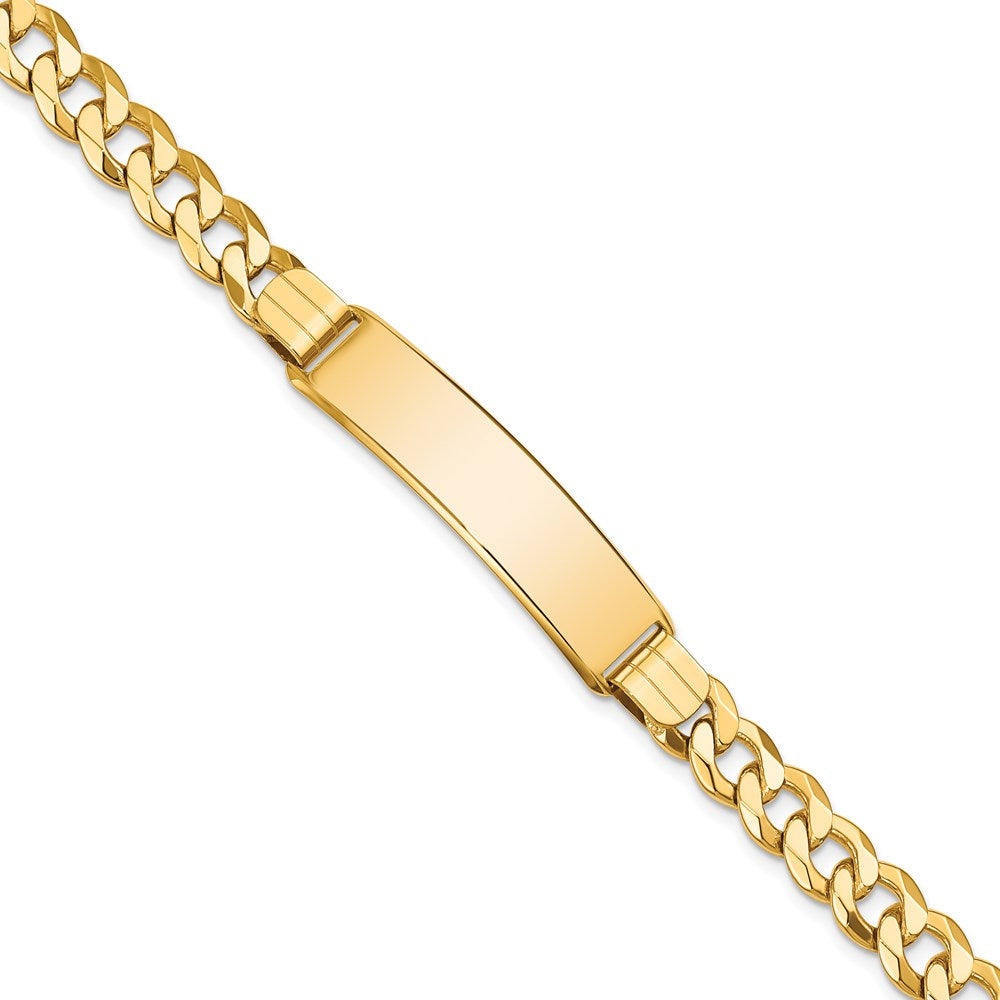 14k Polished Solid Chain/Solid Plate Flat Curb Link 37x Plate ID Bracelet