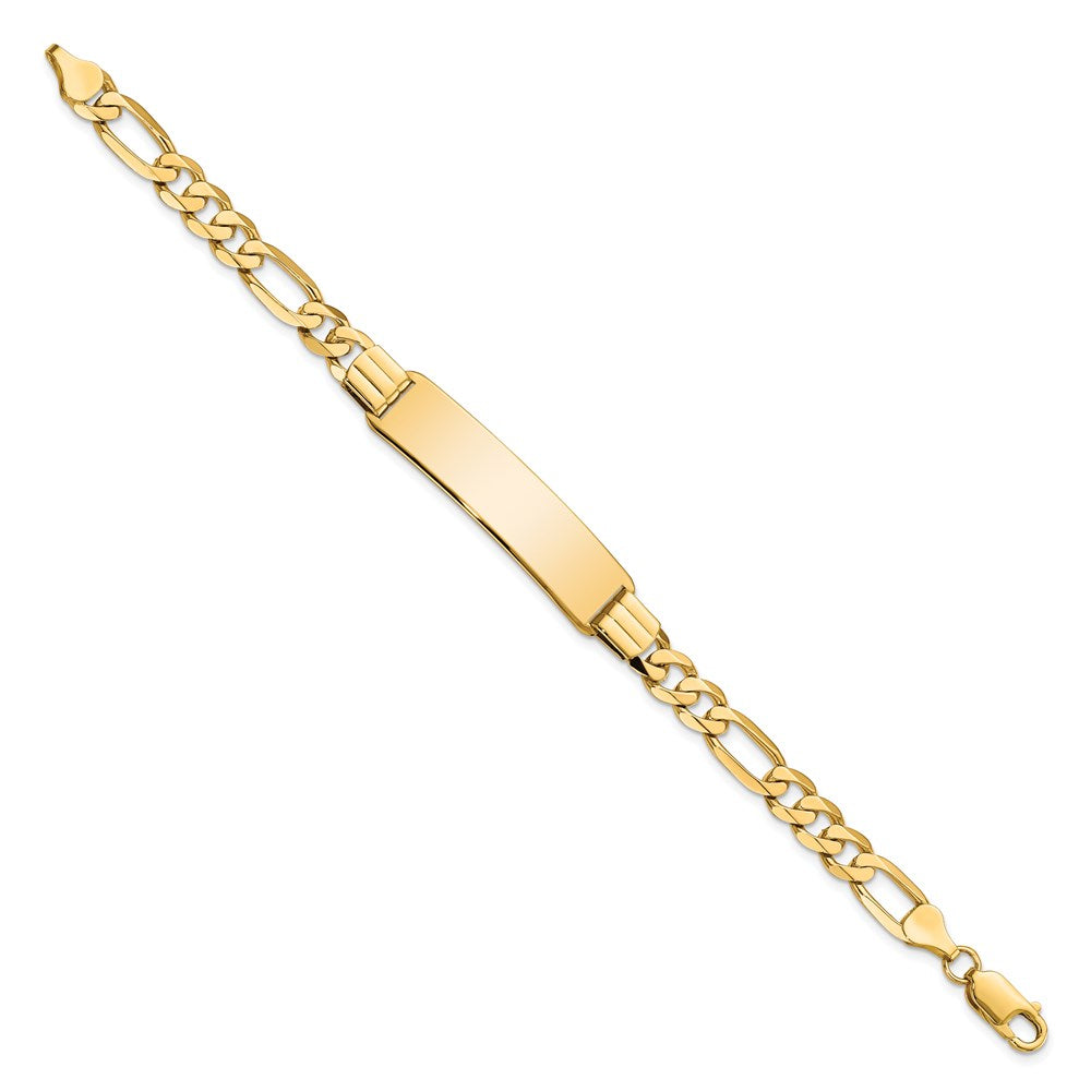 14k Polished Solid Chain/Solid Plate Flat Figaro Link 36.5x Plate ID Bracelet