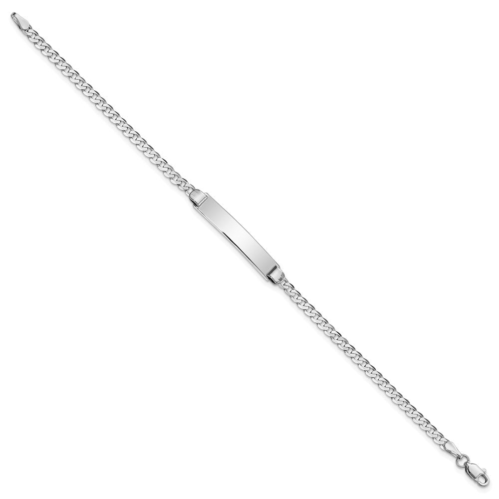 14k White Gold Polished Solid Chain/Solid Plate Flat Curb Link 25.5x Plate ID Bracelet