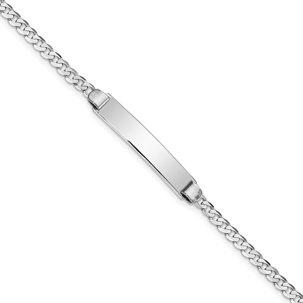 14k White Gold Polished Solid Chain/Solid Plate Flat Curb Link 25.5x Plate ID Bracelet