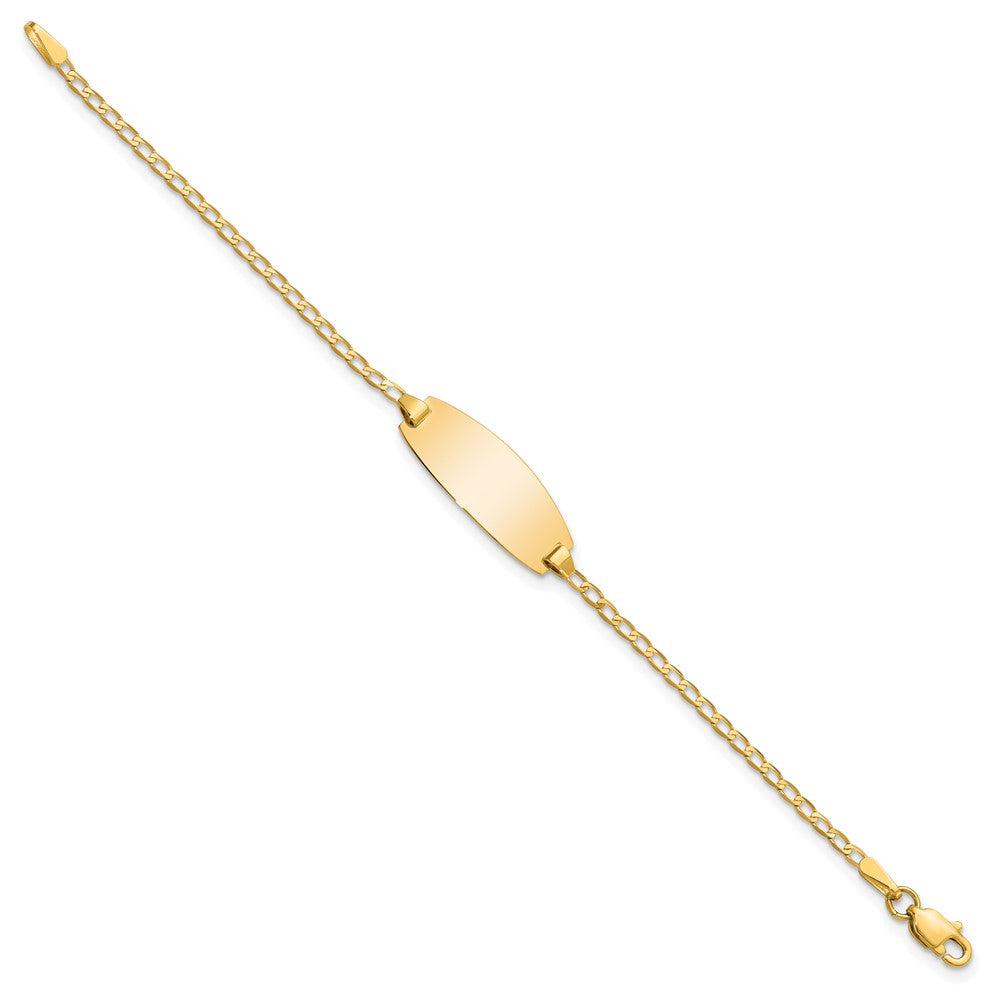 14k Polished Solid Chain/Solid Plate Curb Link Oval 18.5x Plate Baby/Child ID Bracelet