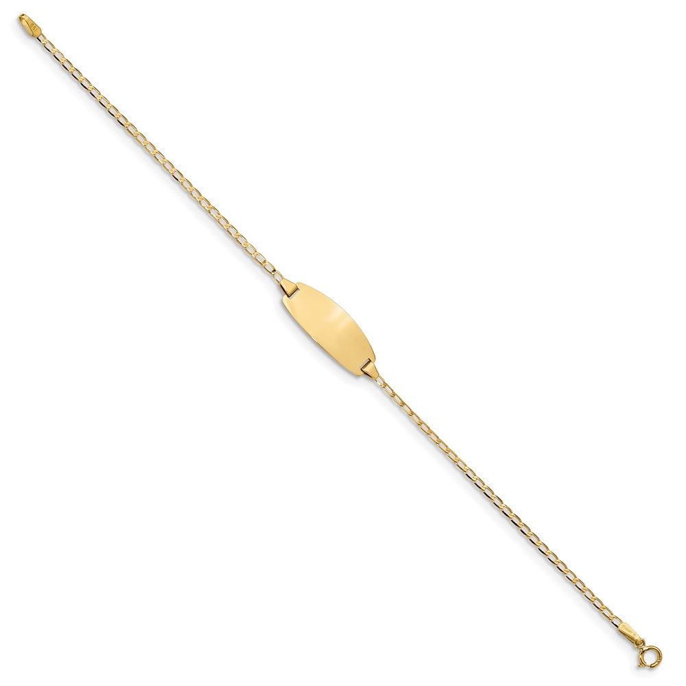 14k Polished Solid Chain/Solid Plate Curb Link Oval 18.5x Plate ID Bracelet