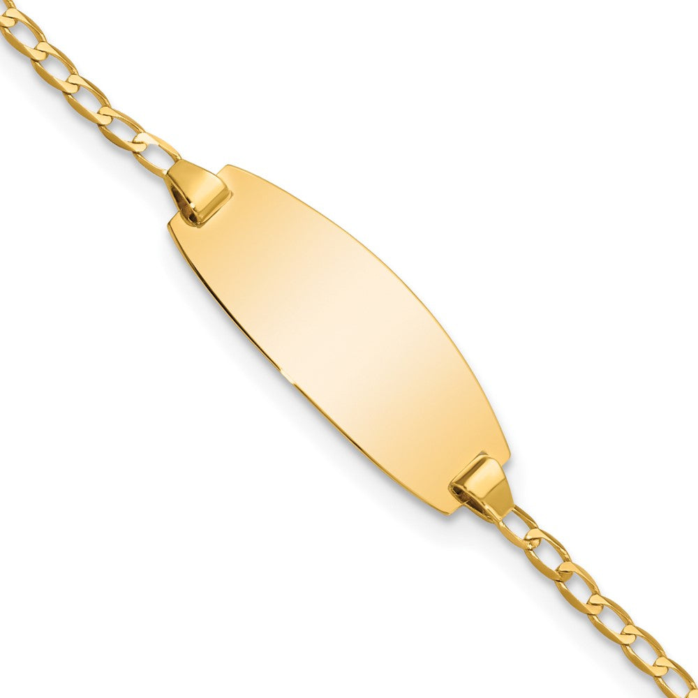 14k Polished Solid Chain/Solid Plate Curb Link Oval 18.5x Plate ID Bracelet