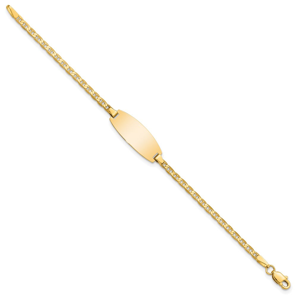 14k Polished Solid Chain/Solid Plate Anchor Link Oval 18.5x Plate ID Bracelet
