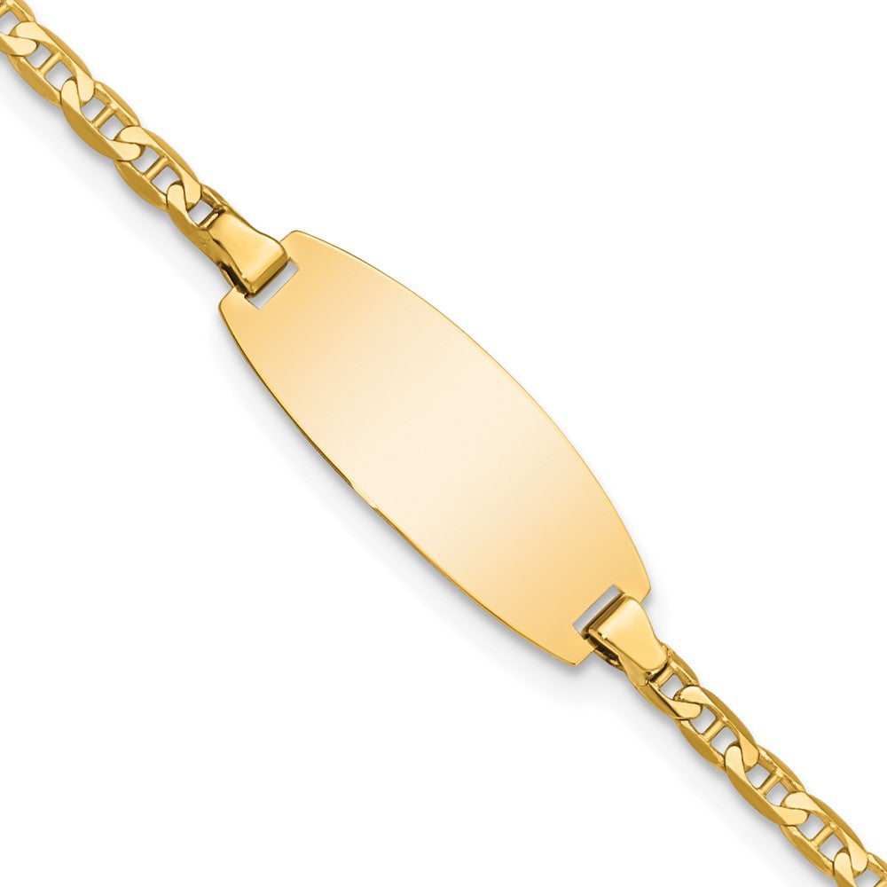 14k Polished Solid Chain/Solid Plate Anchor Link Oval 18.5x Plate Baby/Child ID Bracelet