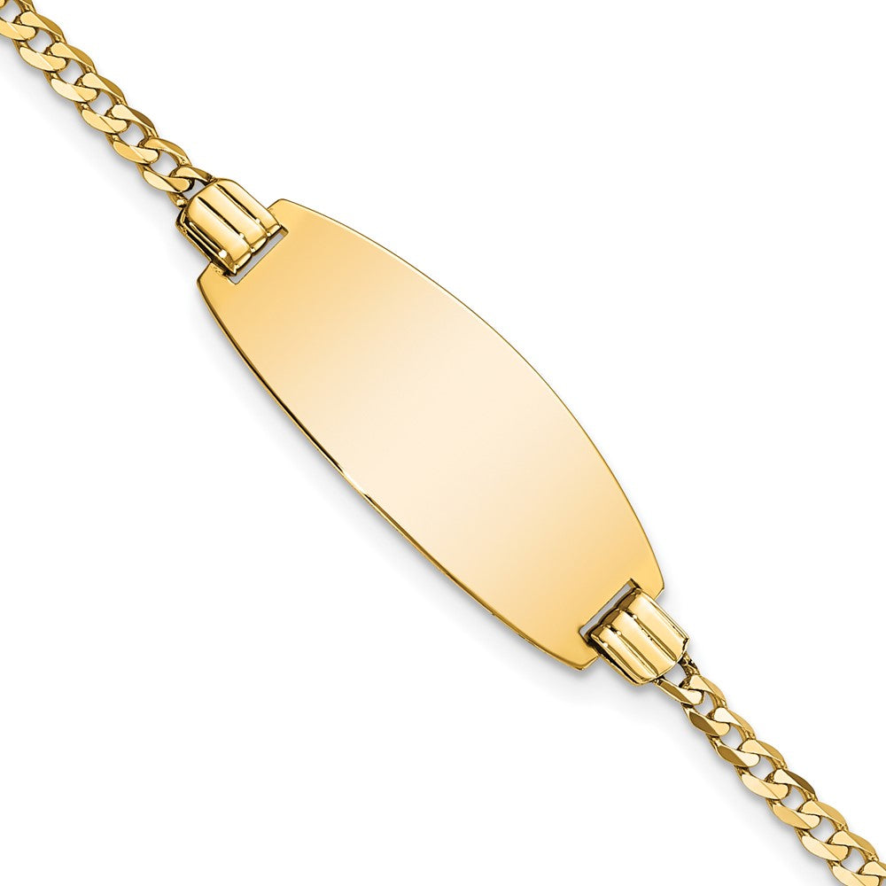 14k Polished Solid Chain/Solid Plate Curb Link Oval 24x Plate ID Bracelet