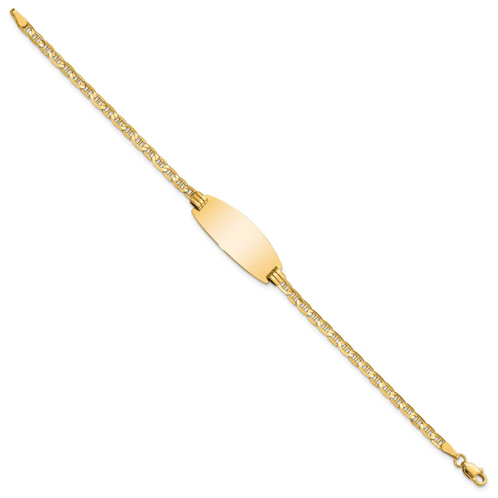 14k Polished Solid Chain/Solid Plate Anchor Link Oval 24x Plate ID Bracelet