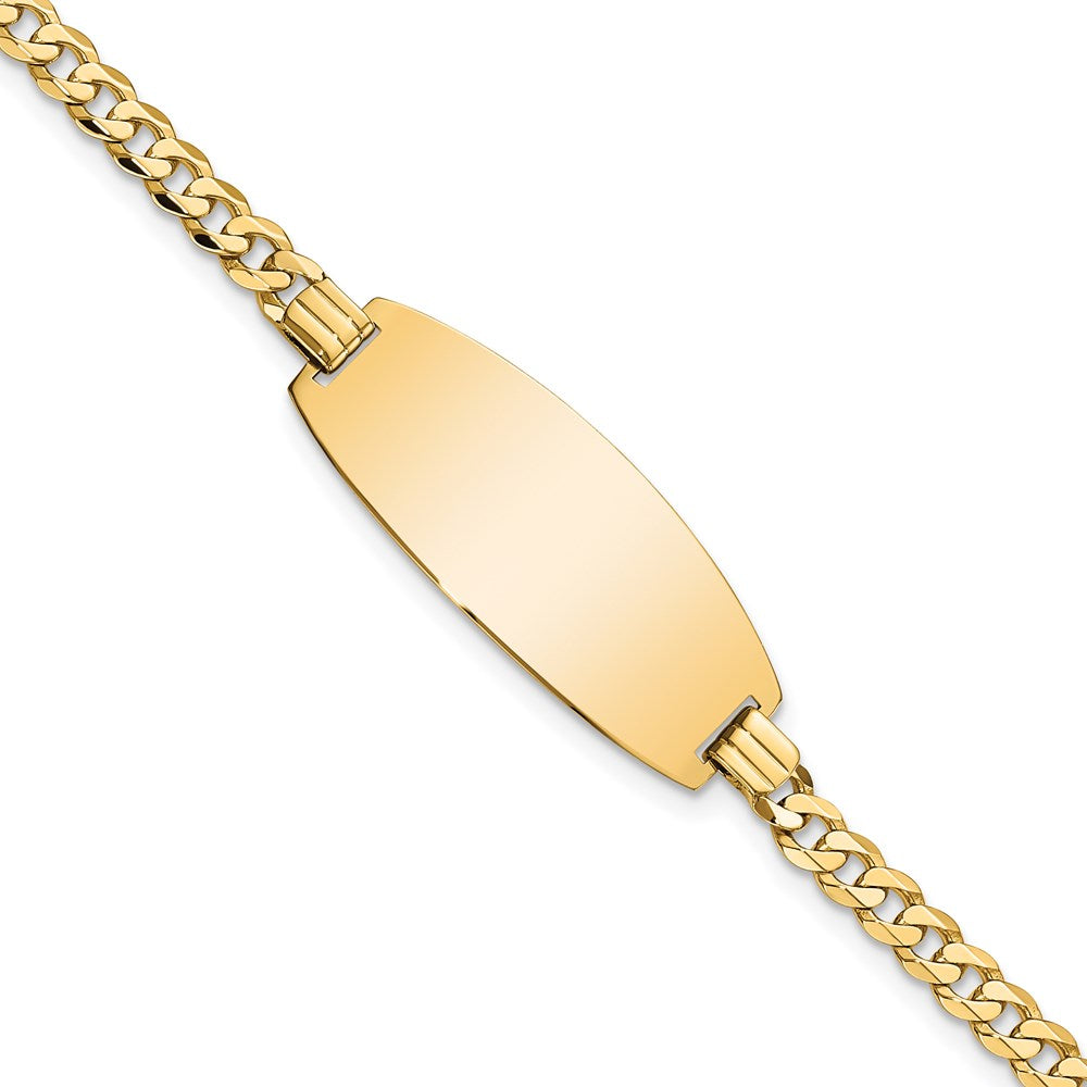 14k Polished Solid Chain/Solid Plate Curb Link Oval 27x Plate ID Bracelet