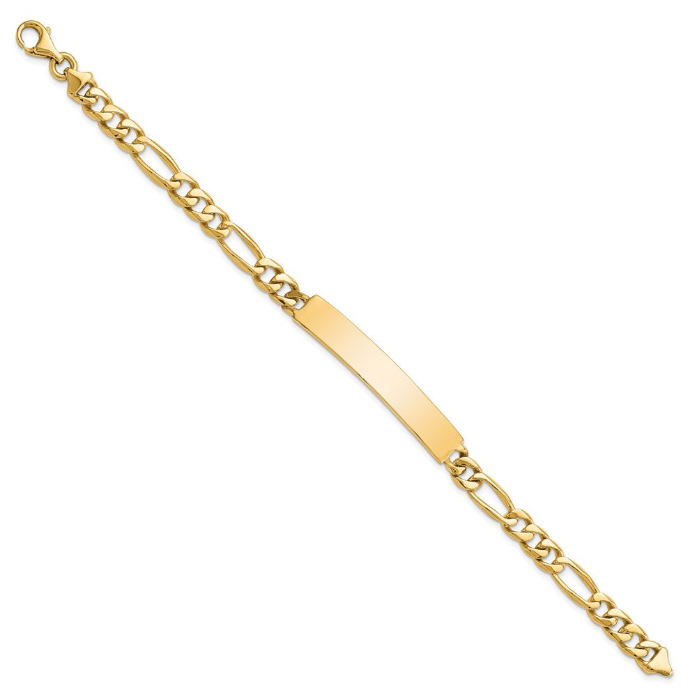 14k Hand-polished Solid Chain/Solid Plate Figaro Link 44x Plate ID Bracelet