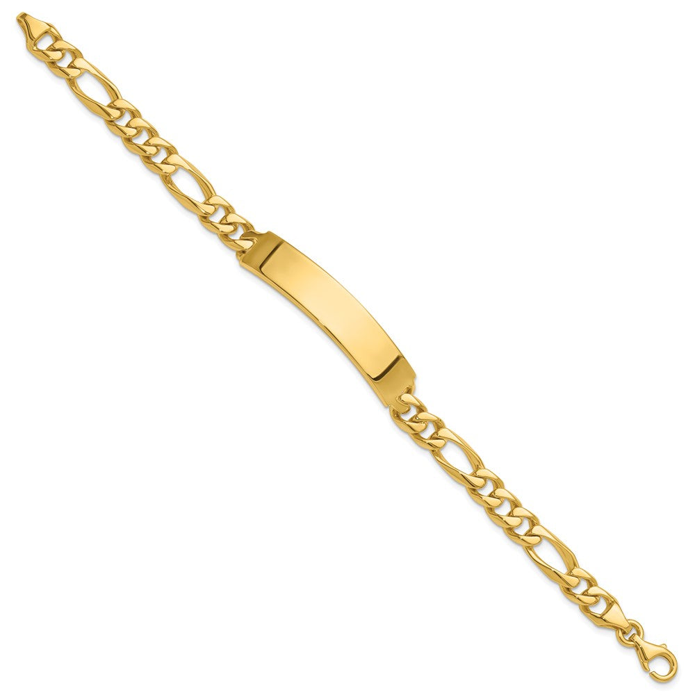 14k Hand-polished Solid Chain/Solid Plate Figaro Link 47x Plate ID Bracelet